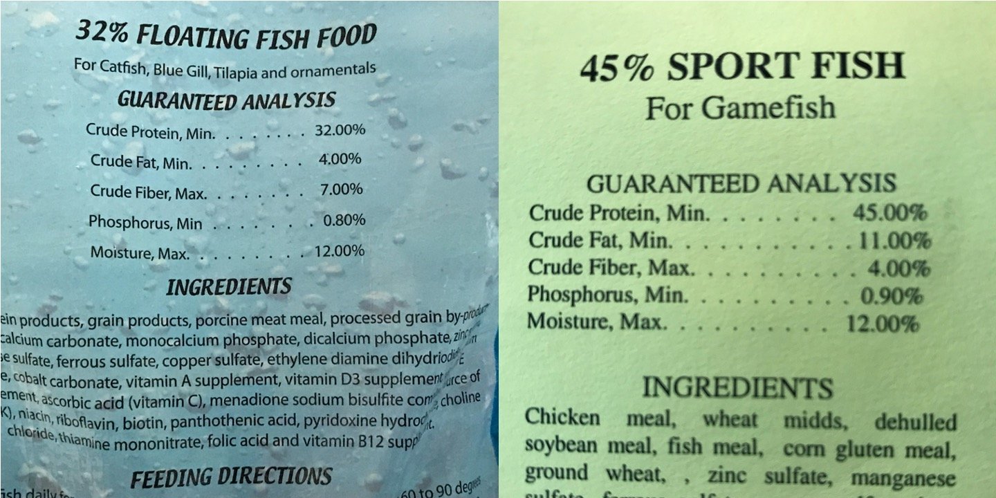 Fish feed side-by-side comparison