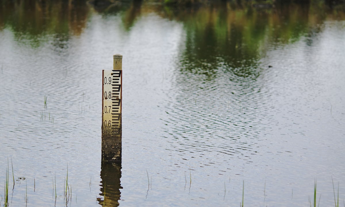 Ruler measuring water depth